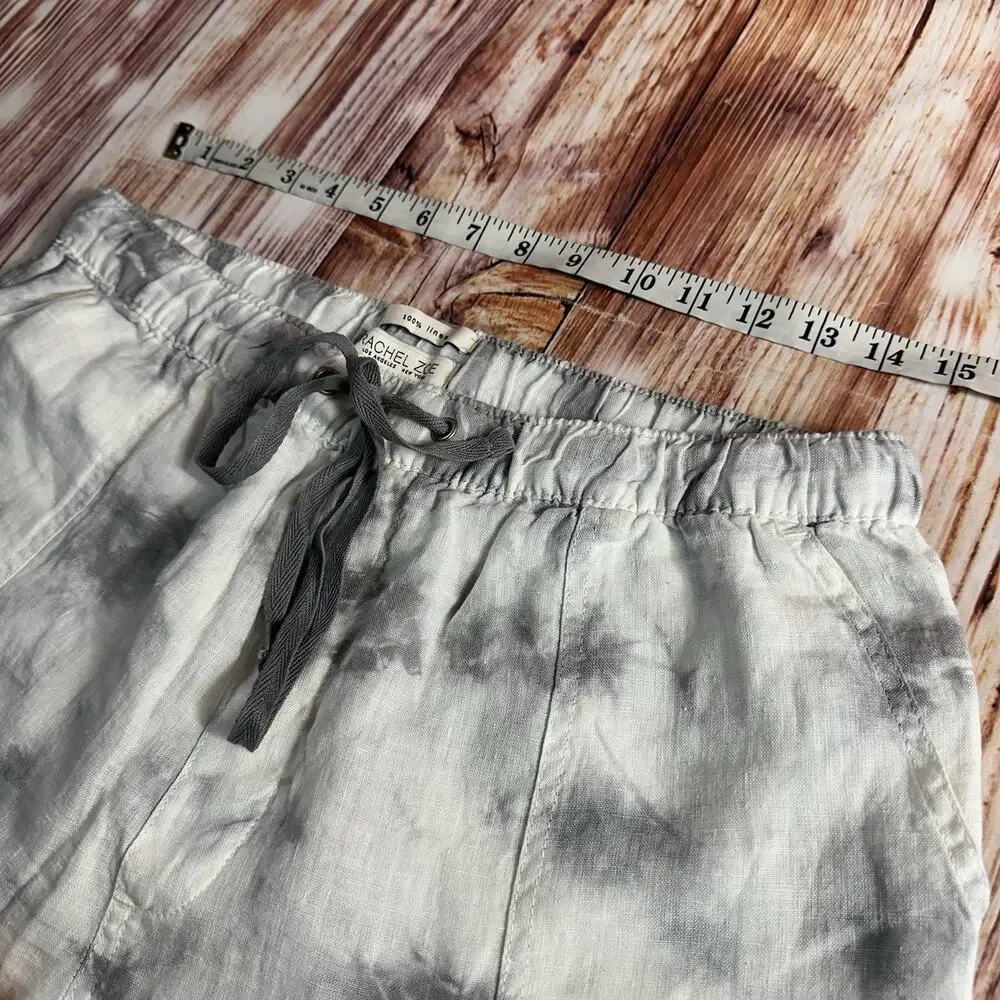 Rachel Zoe 100% Linen Size Large White Gray Tie Dye High Rise Jogger Pants 29x29 - Picture 3 of 8